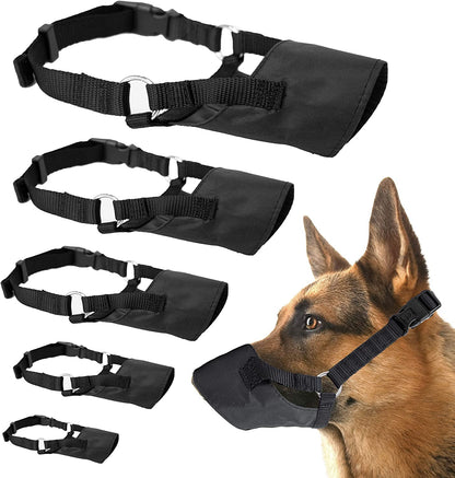 Soft Flexible Mesh Dog and Cat Muzzle for Barking Biting or Chewing, Humanely Train Behavior and Obedience, Gentle Halter Leader
