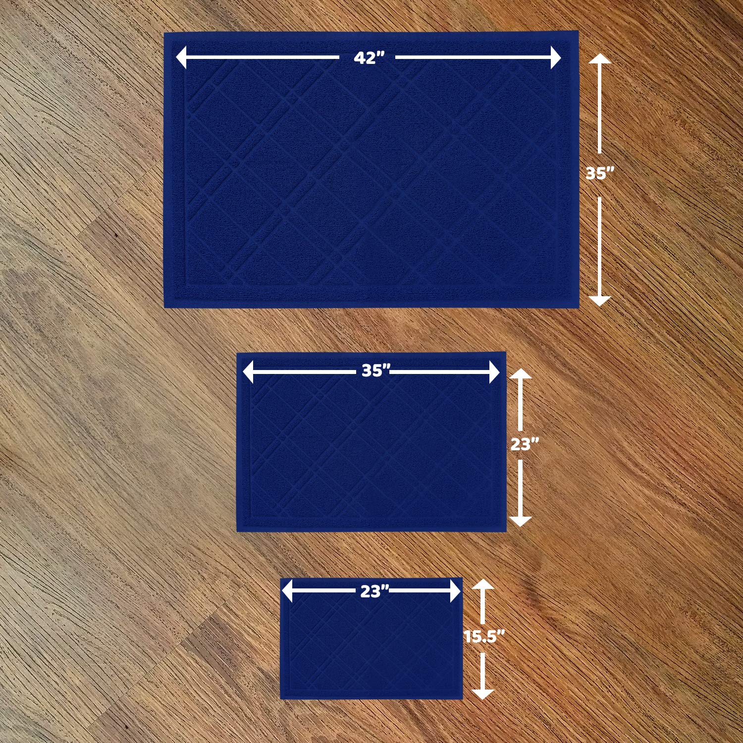 Non-Slip Padded Mesh Mat for Cat Litter - Multi-Size and Color - Medium (23  x 35) / Blue