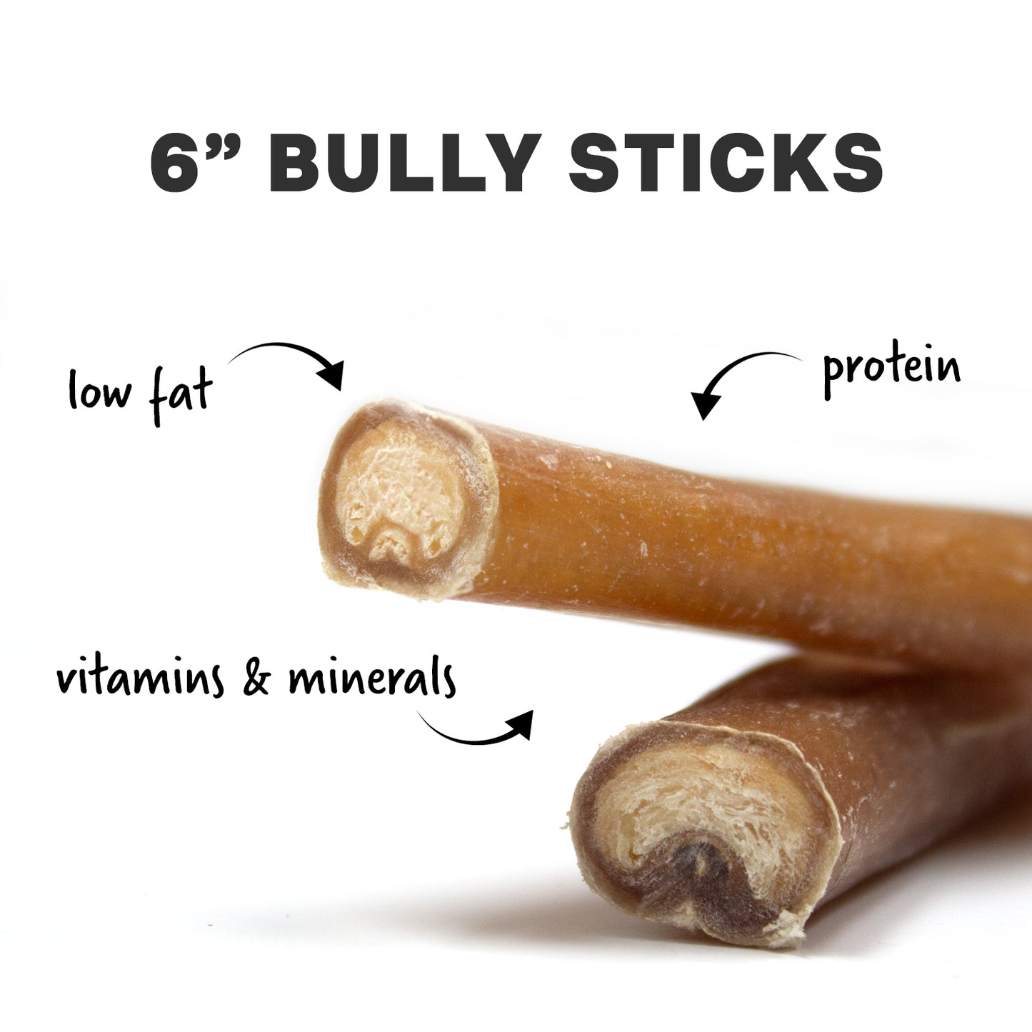 6 Inch Bully Sticks - 100% Natural Dog Chew Treat