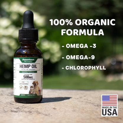 Hemp Oil Calming Supplement for Dogs and Cats - 100% Organic