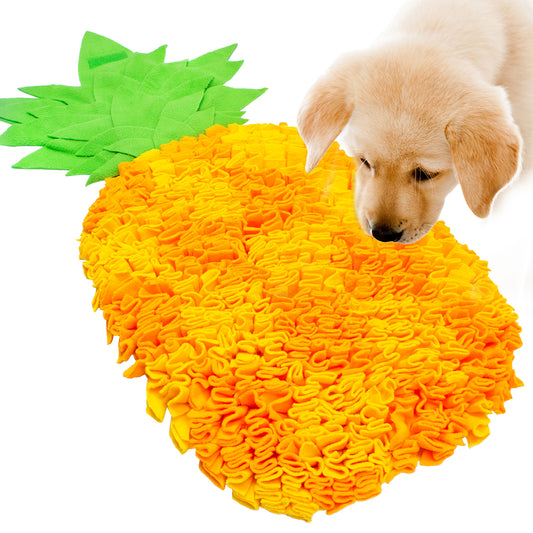 Pineapple Snuffle Mat for Dogs with Non-Slip Backing and Deep Ruffles