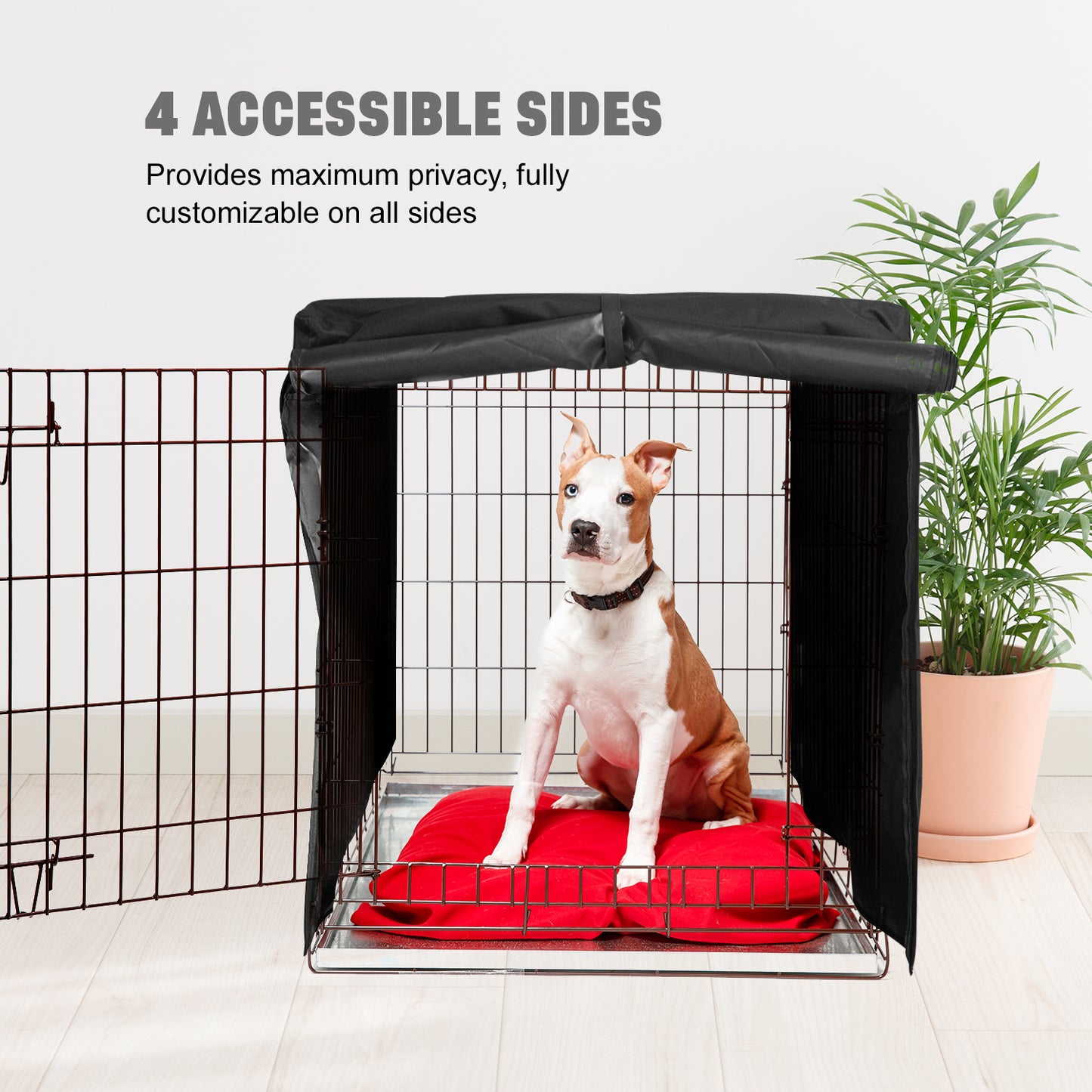 Universal Fit Dog Crate Cover with Side Windows, XL Pet Polyester Pet Kennel Cage Covering, Removeable Privacy Canvas Carrier with Secure Buckles