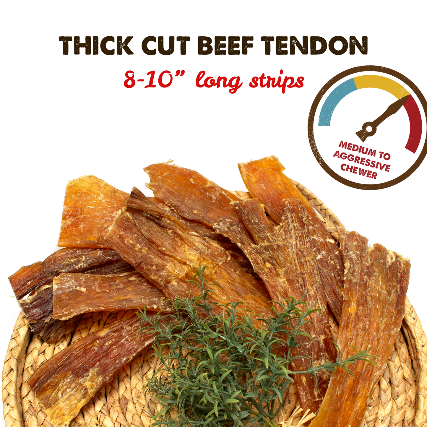 All Natural Beef Tendons- Sourced from USA and South America - Single Ingredient, Best Alternative to Bully Sticks, Healthy Dog Treats