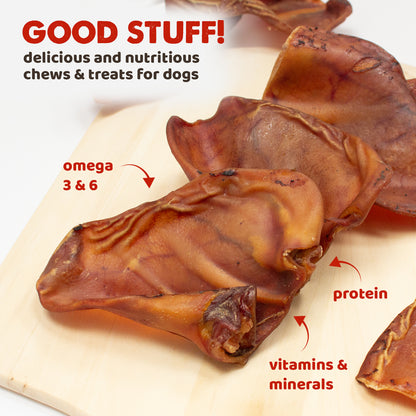 Long Lasting Pig Ears for Dog - All Natural Dog Chew Treats - By Pack