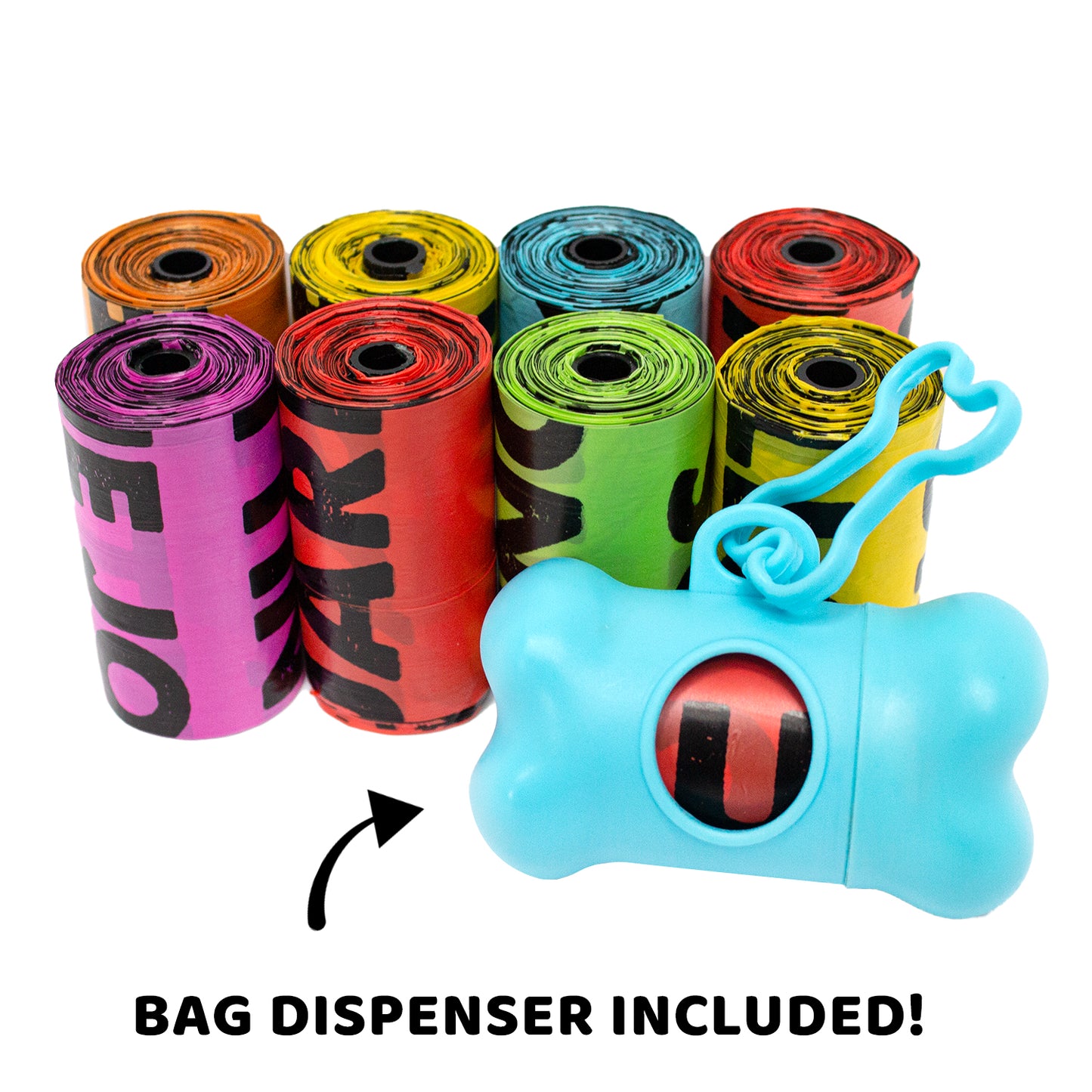 Fun Pet Dog Doggie Cat Poop Waste Bags for Large and Small Dogs, Refill Rolls with Poop Bag Dispenser Holder for Leash