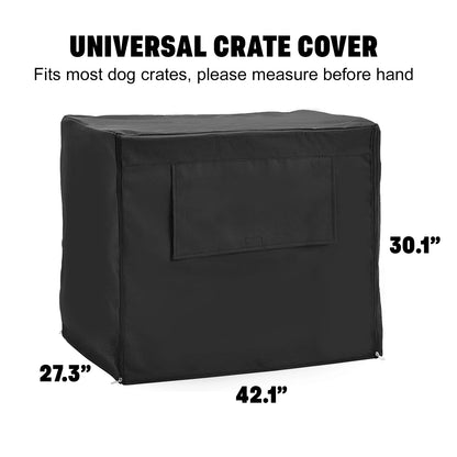 Universal Fit Dog Crate Cover with Side Windows, XL Pet Polyester Pet Kennel Cage Covering, Removeable Privacy Canvas Carrier with Secure Buckles