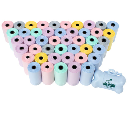 Dog Pet Waste Poop Bags Scented with Lavender in Rainbow Pastel with Leash Clip and Dispenser