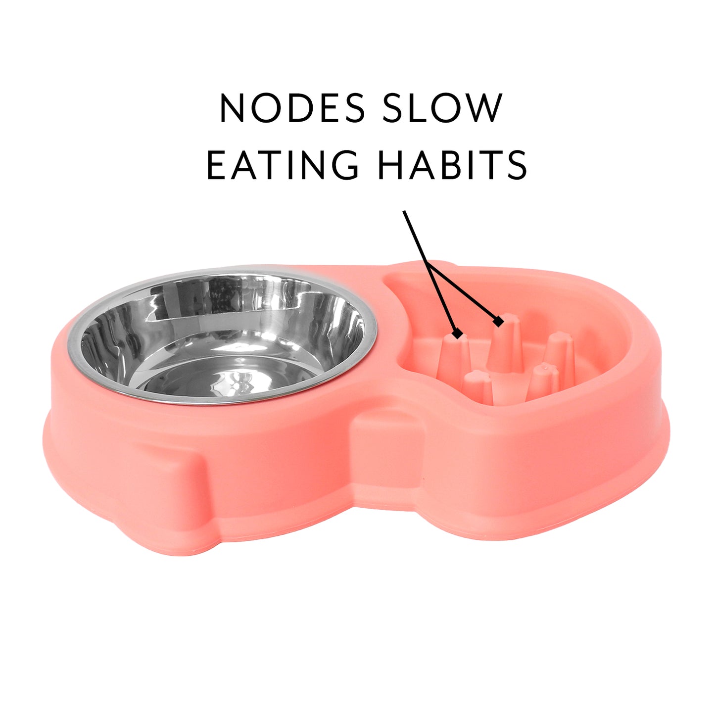 Slow Feed Dog Bowl with Steel Water Bowl - Multi-Color Options