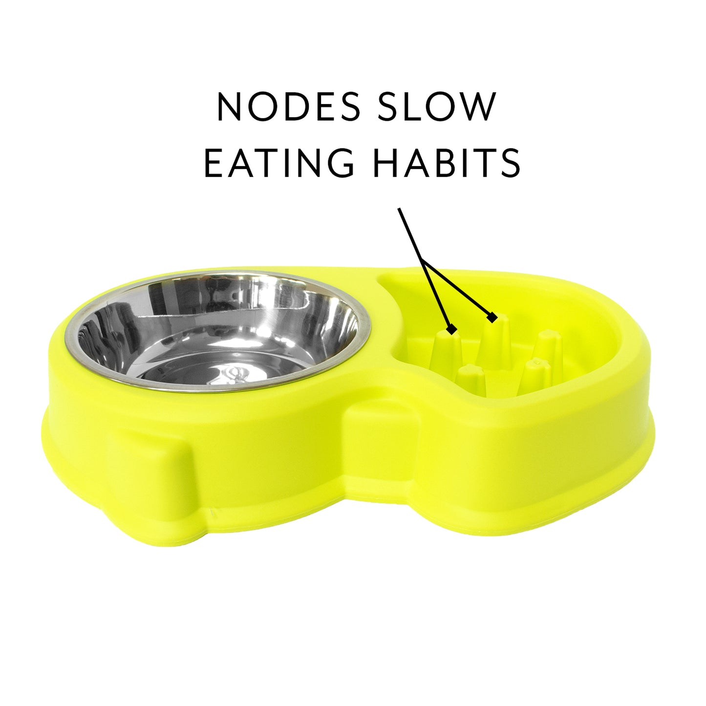 Slow Feed Dog Bowl with Steel Water Bowl - Multi-Color Options