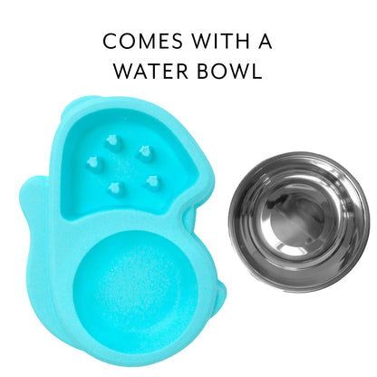 Slow Feed Dog Bowl with Steel Water Bowl - Multi-Color Options