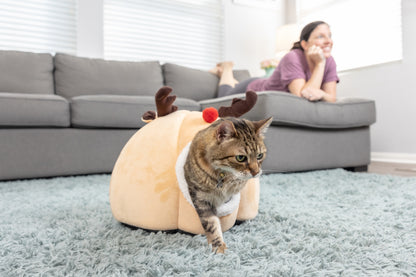 Cat Cave House Bed with Warm Mat - Multi-Color Options