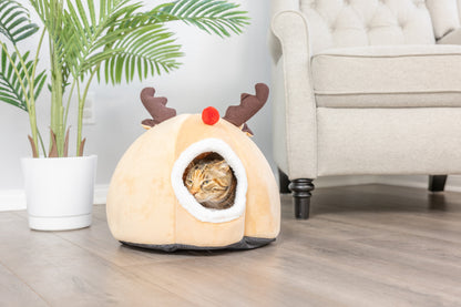 Cat Cave House Bed with Warm Mat - Multi-Color Options