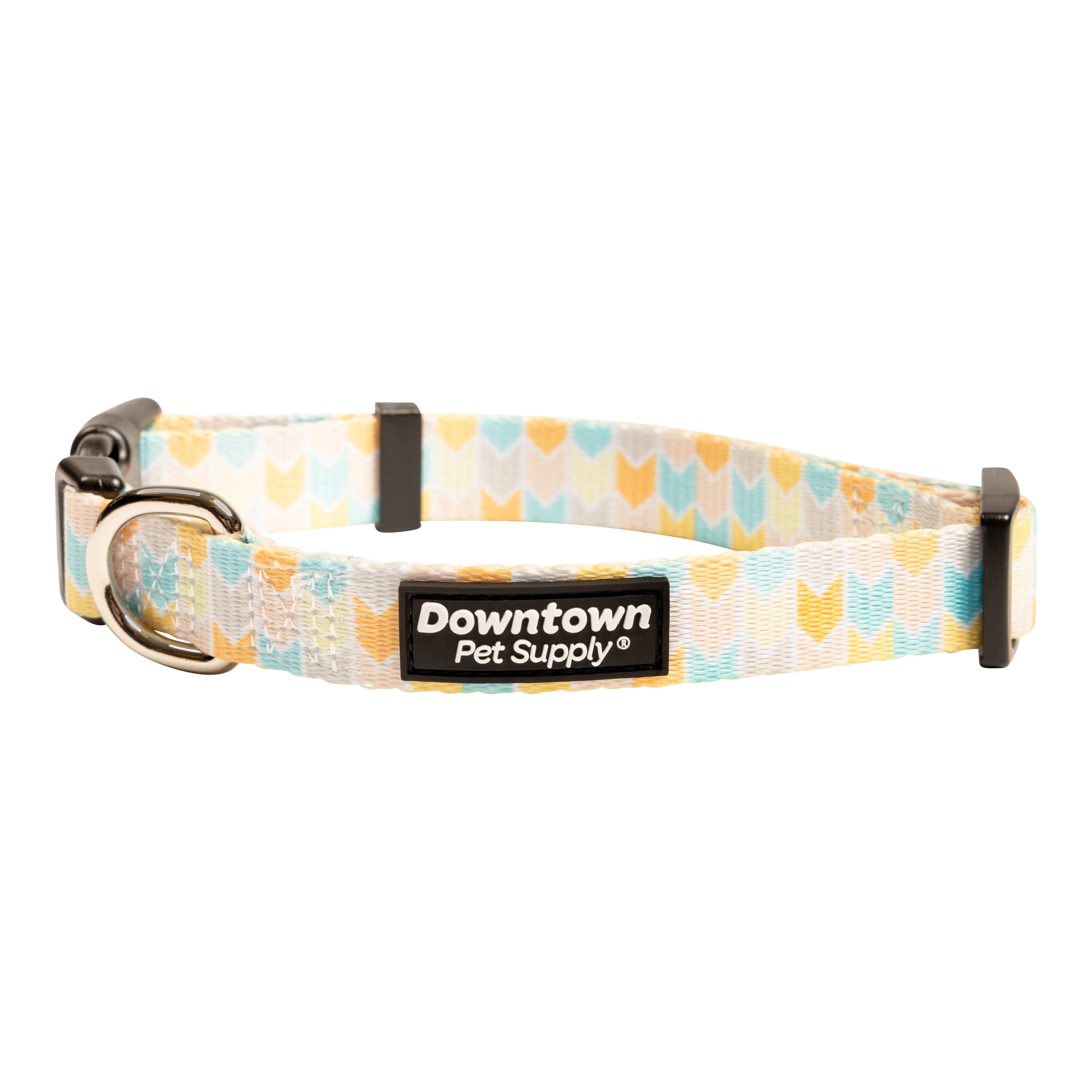 Chevron - Dog Collar with Premium Nickel Plated D-ring