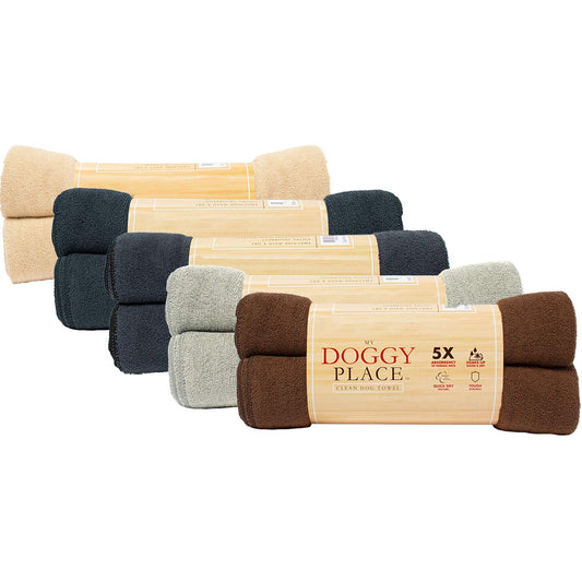 Ultra Absorbent Microfiber Dog Towel - Multi-Pack and Color Options