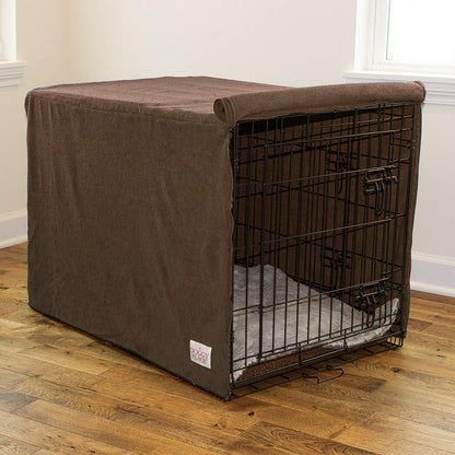 Ultra Absorbent Microfiber Chenille Dog Crate Padded Covers for Pets, Premium, Durable, Washable Kennel Protector Privacy Shield (Brown and Charcoal) (Small, Medium, Large)