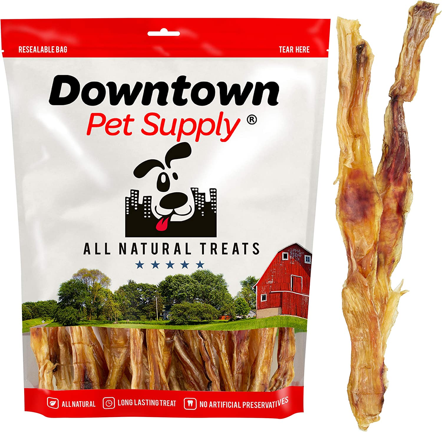USA Turkey Tendons for Dogs, 12 inch American Sourced Single Ingredient Puppy Sticks, Tendon Chews Dog Treat by Downtown Pet Supply