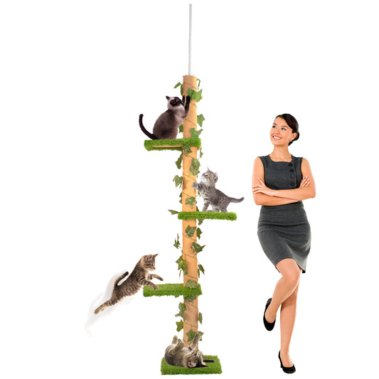 Tall Cat Activity Tree with 4 Levels and Sisal Scratcing Posts with Securing Mechanism
