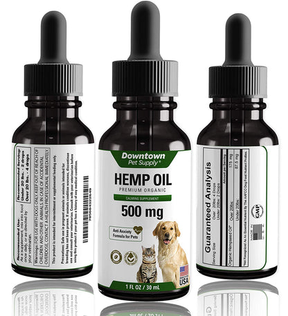 Hemp Oil Calming Supplement for Dogs and Cats - 100% Organic