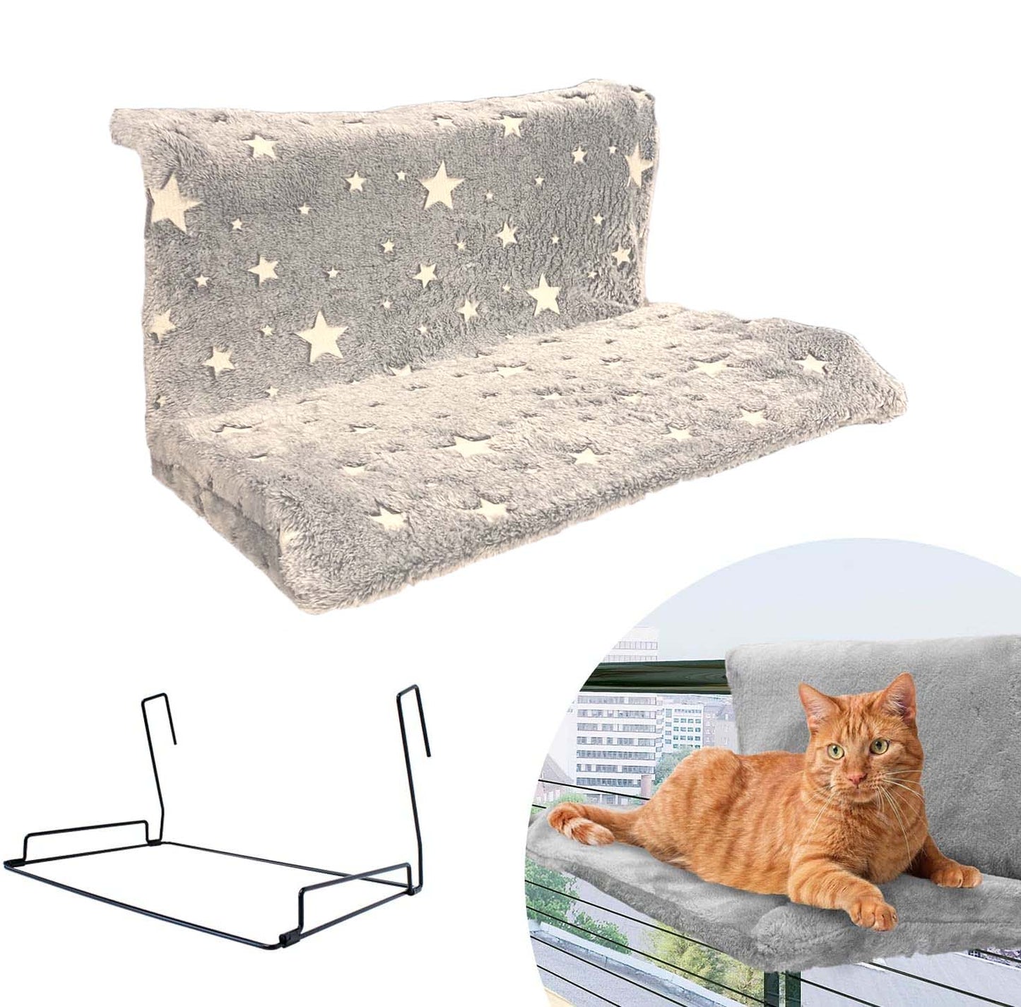 Hanging Bed for Cats with Adjustable Wire Frame - Multi-Color Options