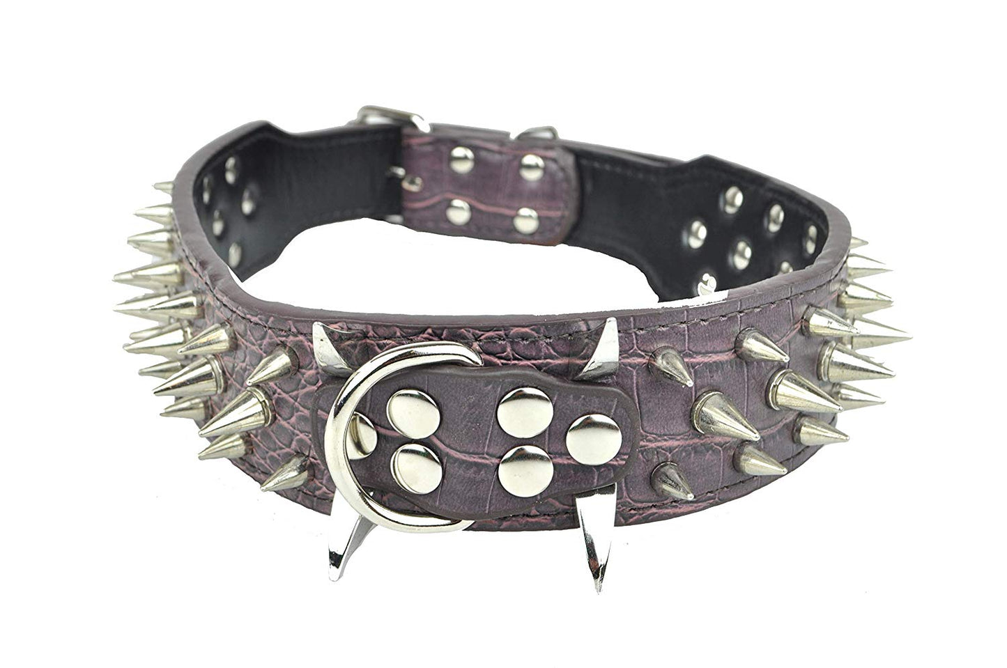 2" Wide Large Premium Leather Spiked Dog Collar