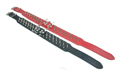 2" Wide Large Premium Leather Spiked Dog Collar