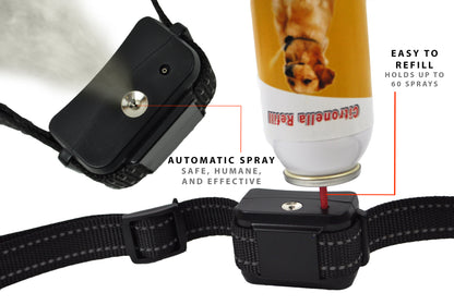 Citronella No Bark Dog Collar with Spray Device and Spray Refill Can